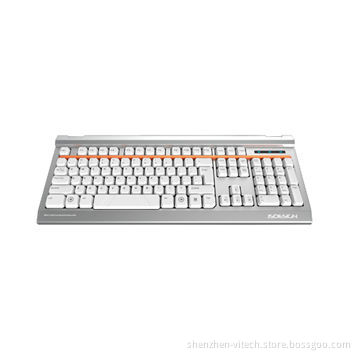 Full size aluminum mechanical keyboard with aluminum palm rest